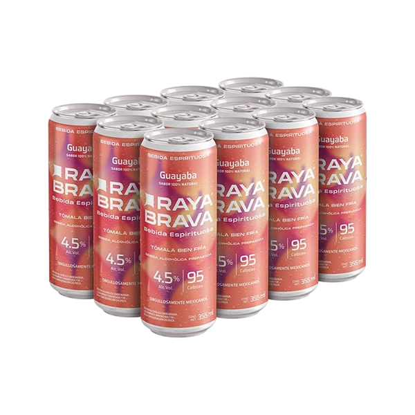 [12packGuaya] Raya Brava Guayaba - Bebida Espirituosa con 4.5% de Alc, 12 Pack (c)