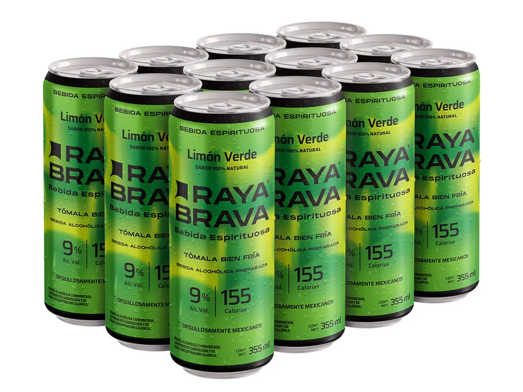 [12packLimF] Raya Brava Limón Verde - Bebida Espirituosa con 9% Alc. 12 pack (c)
