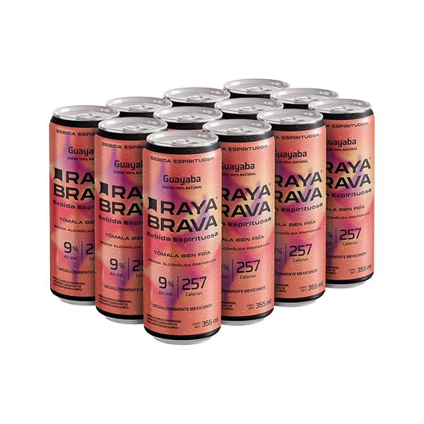 [12packGuaFu] Raya Brava Guayaba - Bebida Espirituosa con 9% Alc. 12 pack (c)