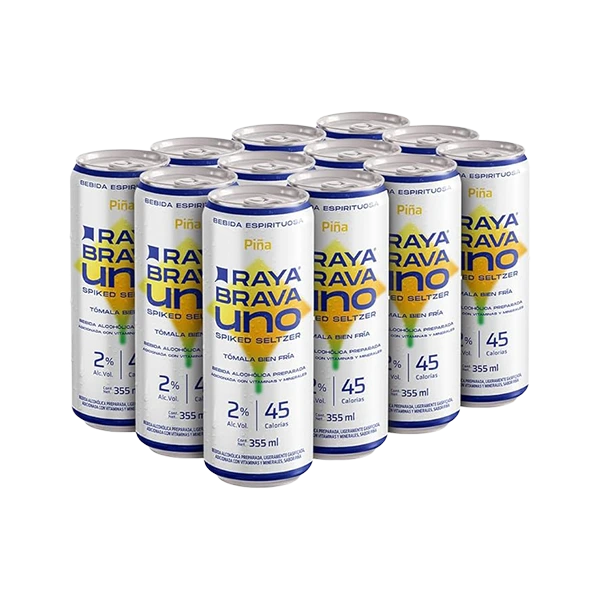 [12packRBUPi] Raya Brava Uno Piña - Bebida Espirituosa con 2% Alc. 12 pack (c)