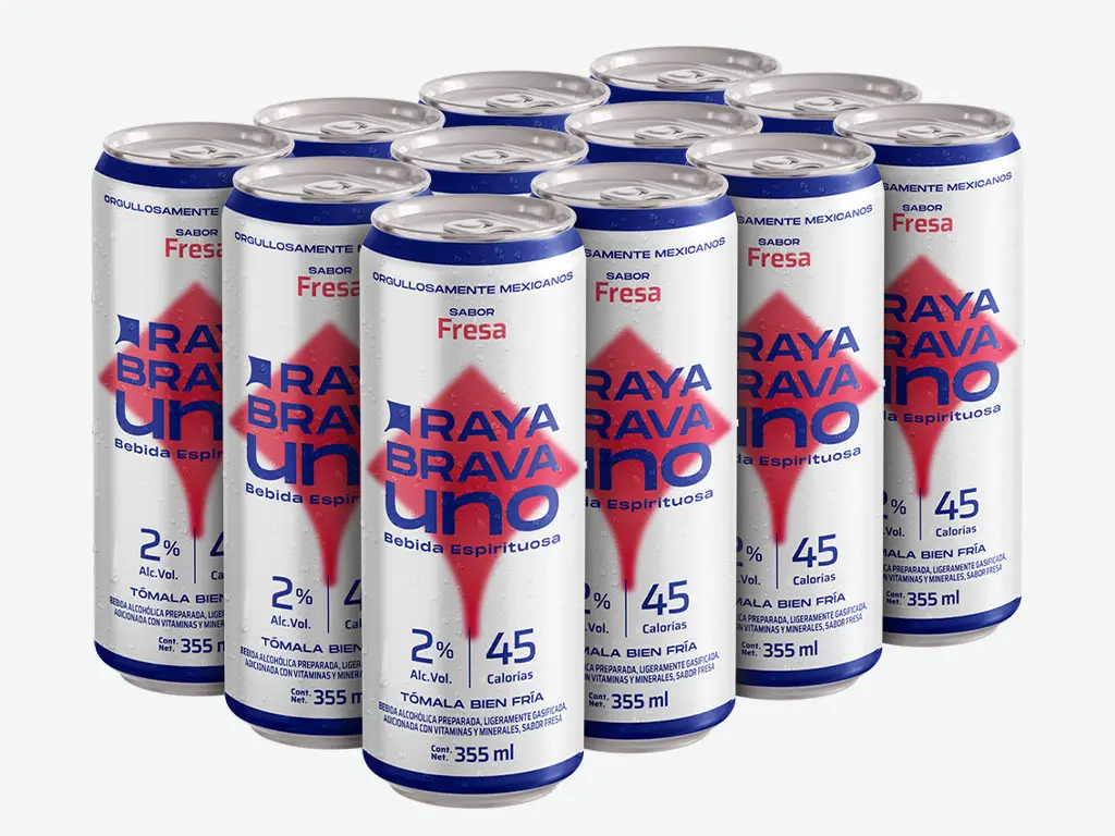 [12packRBUfr] Raya Brava Uno Fresa - Bebida Espirituosa con 2% Alc. 12 pack (c)