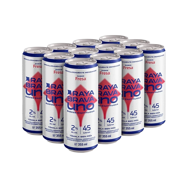 [12packRBUfr] Raya Brava Uno Fresa - Bebida Espirituosa con 2% Alc. 12 pack (c)